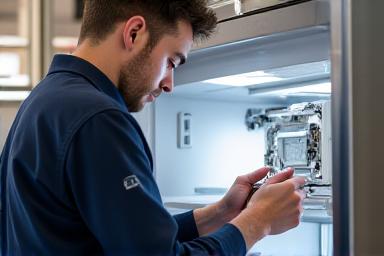 Técnico reparando un electrodoméstico de cocina