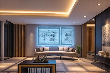 Diseño de iluminación personalizada en una sala moderna